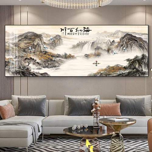 沙发背景墙挂画2023年新款厅装饰画中国国风墙壁大气现代装饰画