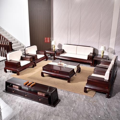 新中式非洲黑檀沙发客厅简约组合东阳红木实木禅意储物家具中国风